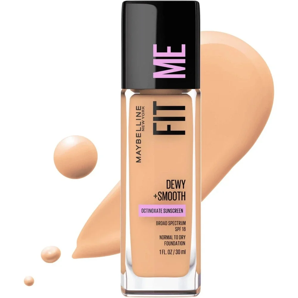 NEW Maybelline Fit Me Dewy Smooth Foundation 225 Medium Buff SPF 18 1oz